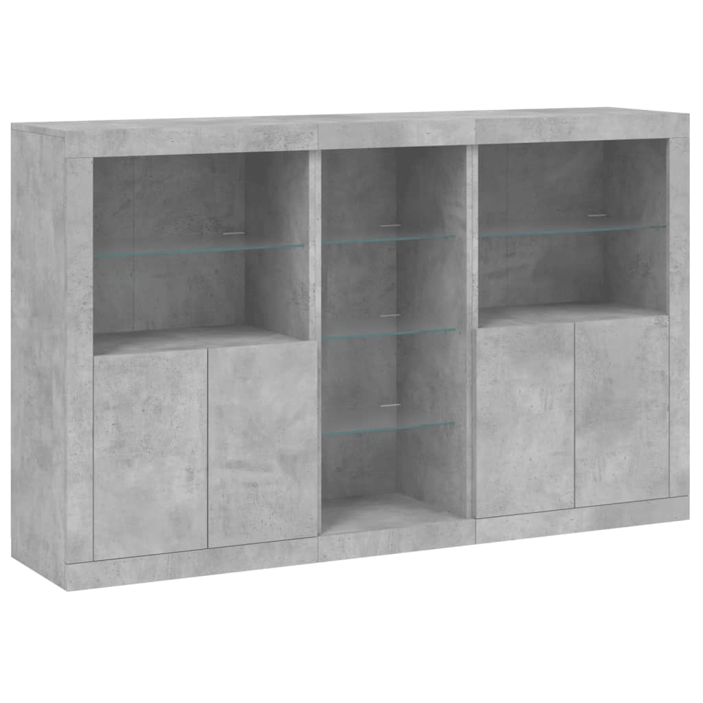 vidaXL Sideboard with LED Lights Concrete Grey 162x37x100 cm