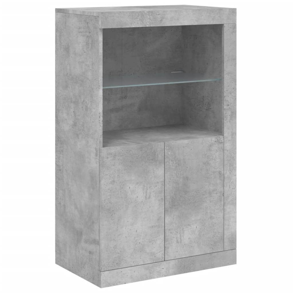 vidaXL Sideboard with LED Lights Concrete Grey 162x37x100 cm