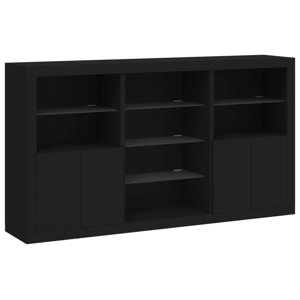 vidaXL Sideboard with LED Lights Black 181.5x37x100 cm