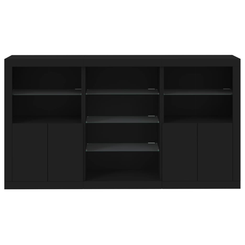 vidaXL Sideboard with LED Lights Black 181.5x37x100 cm