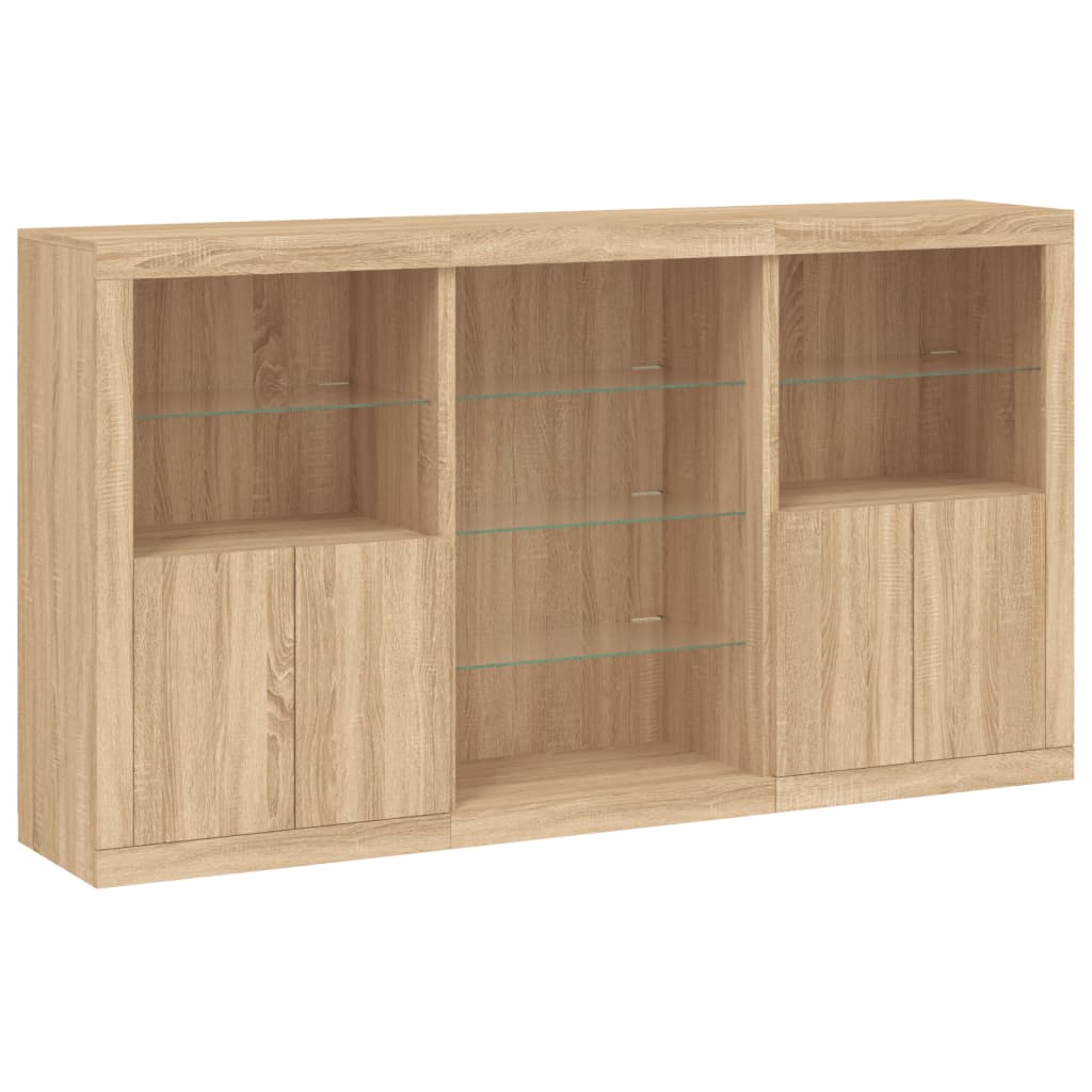 vidaXL Sideboard with LED Lights Sonoma Oak 181.5x37x100 cm