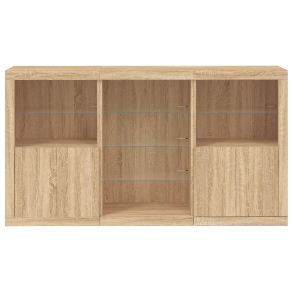 vidaXL Sideboard with LED Lights Sonoma Oak 181.5x37x100 cm