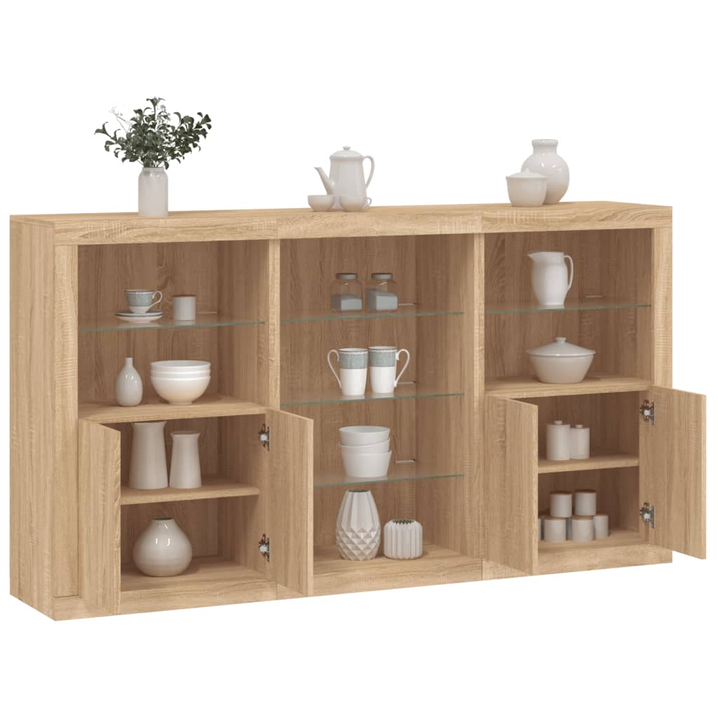 vidaXL Sideboard with LED Lights Sonoma Oak 181.5x37x100 cm