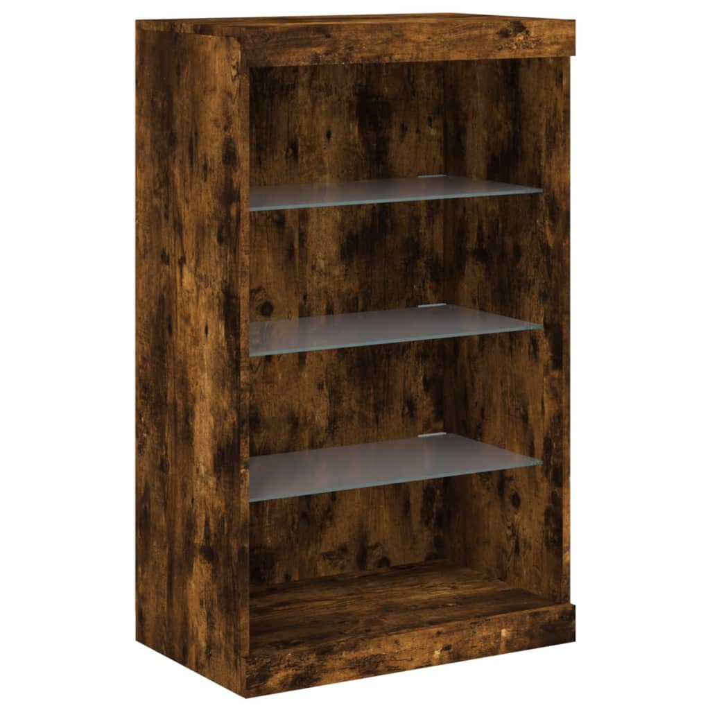 Sideboard with LED Lights Smoked Oak 181.5x37x100 cm