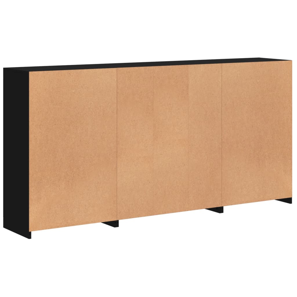 vidaXL Sideboard with LED Lights Black 202x37x100 cm