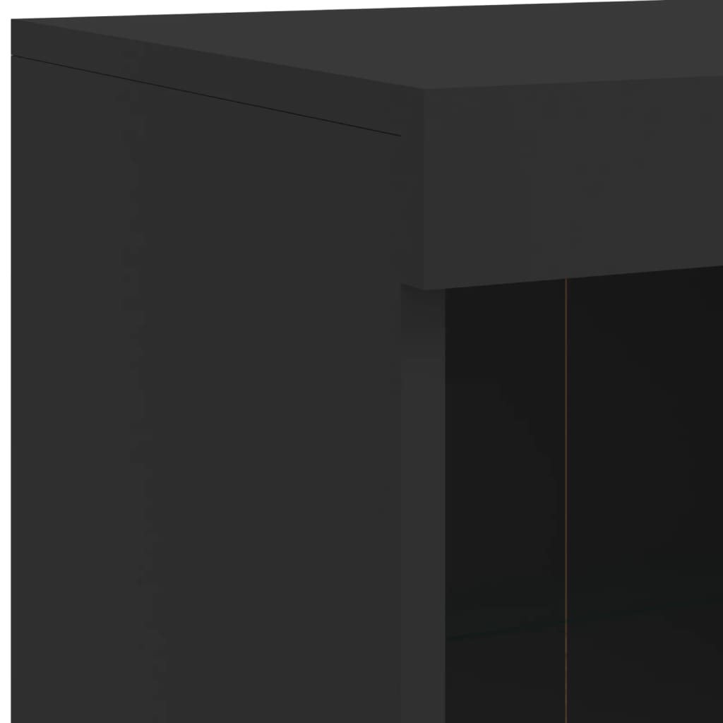 vidaXL Sideboard with LED Lights Black 202x37x100 cm