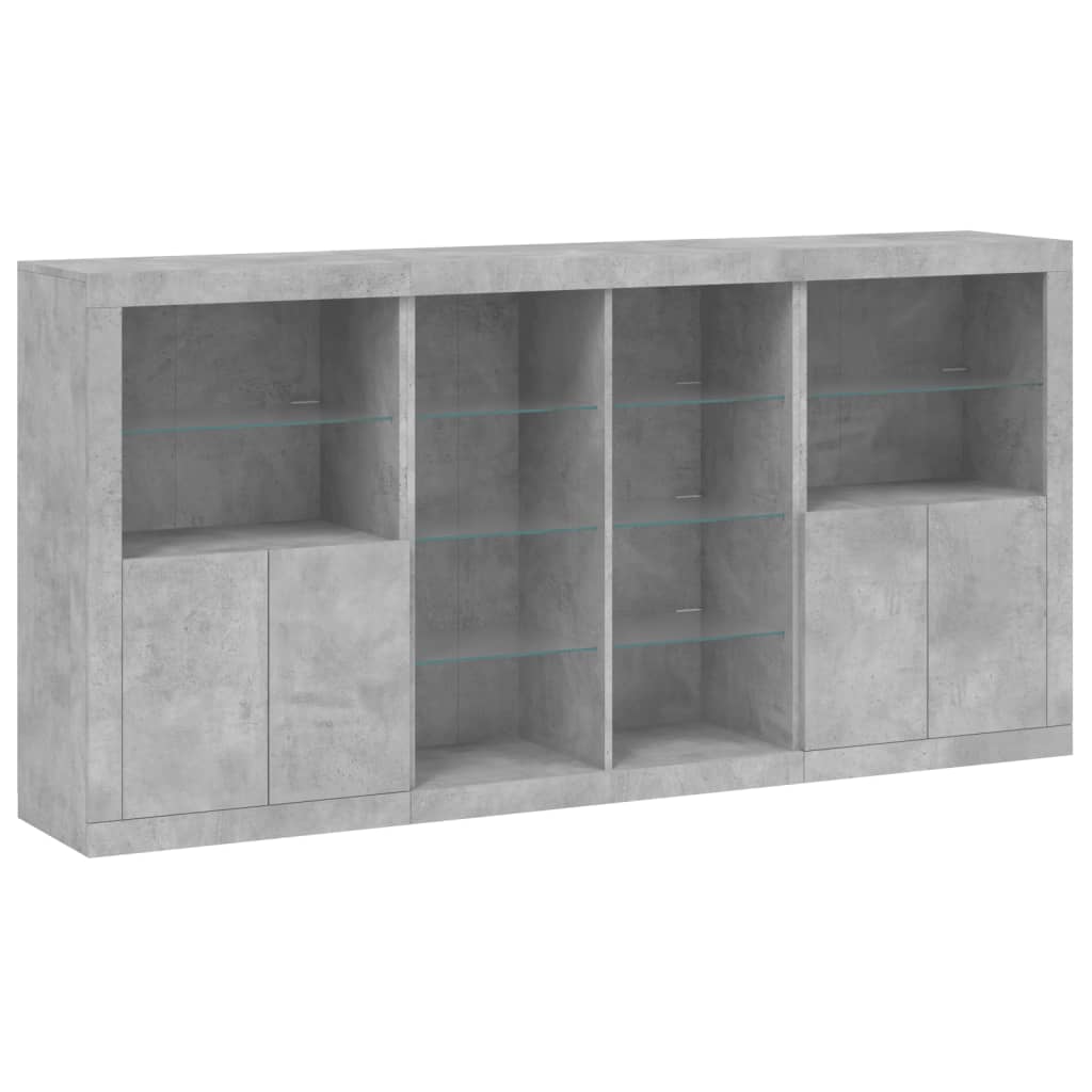 vidaXL Sideboard with LED Lights Concrete Grey 202x37x100 cm