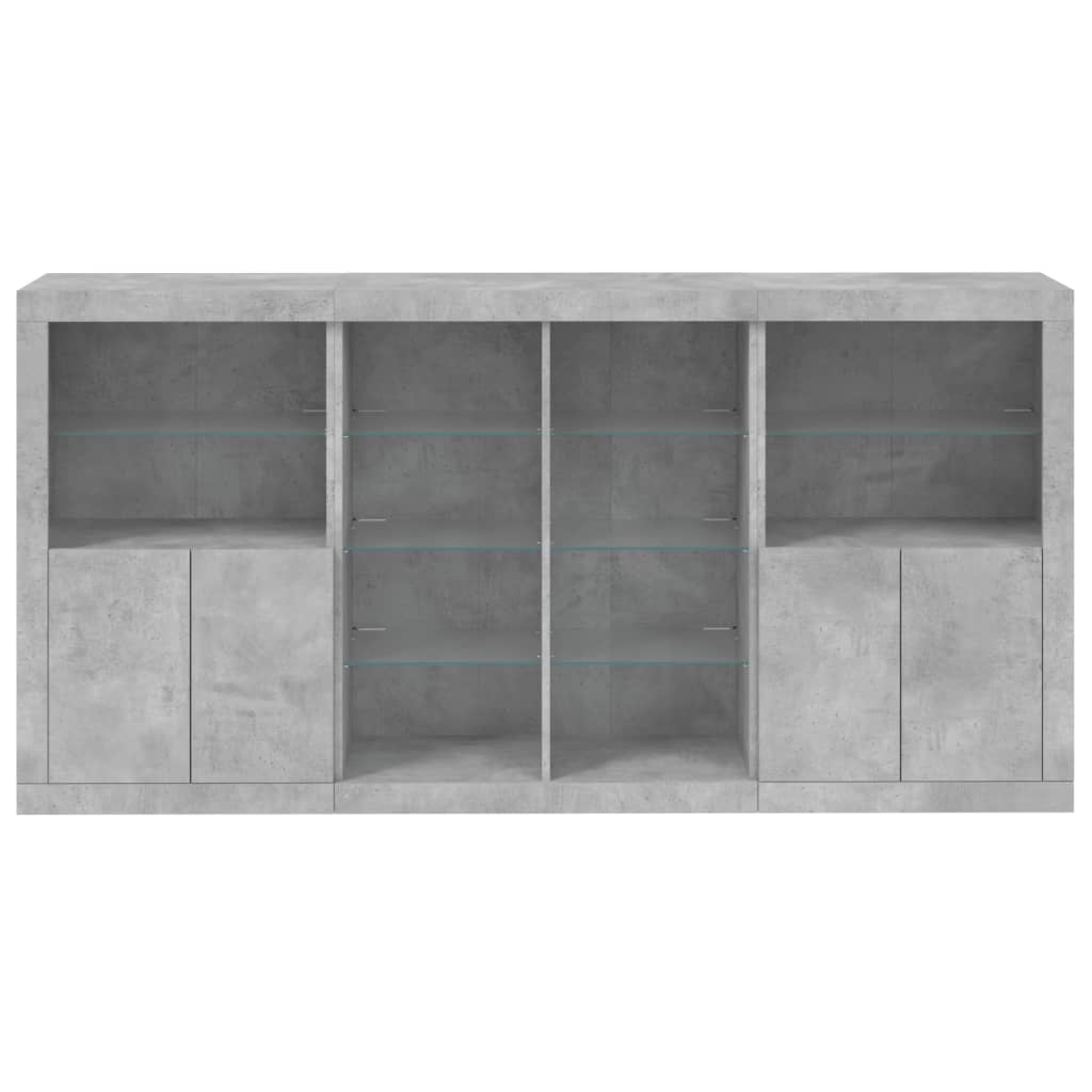 vidaXL Sideboard with LED Lights Concrete Grey 202x37x100 cm