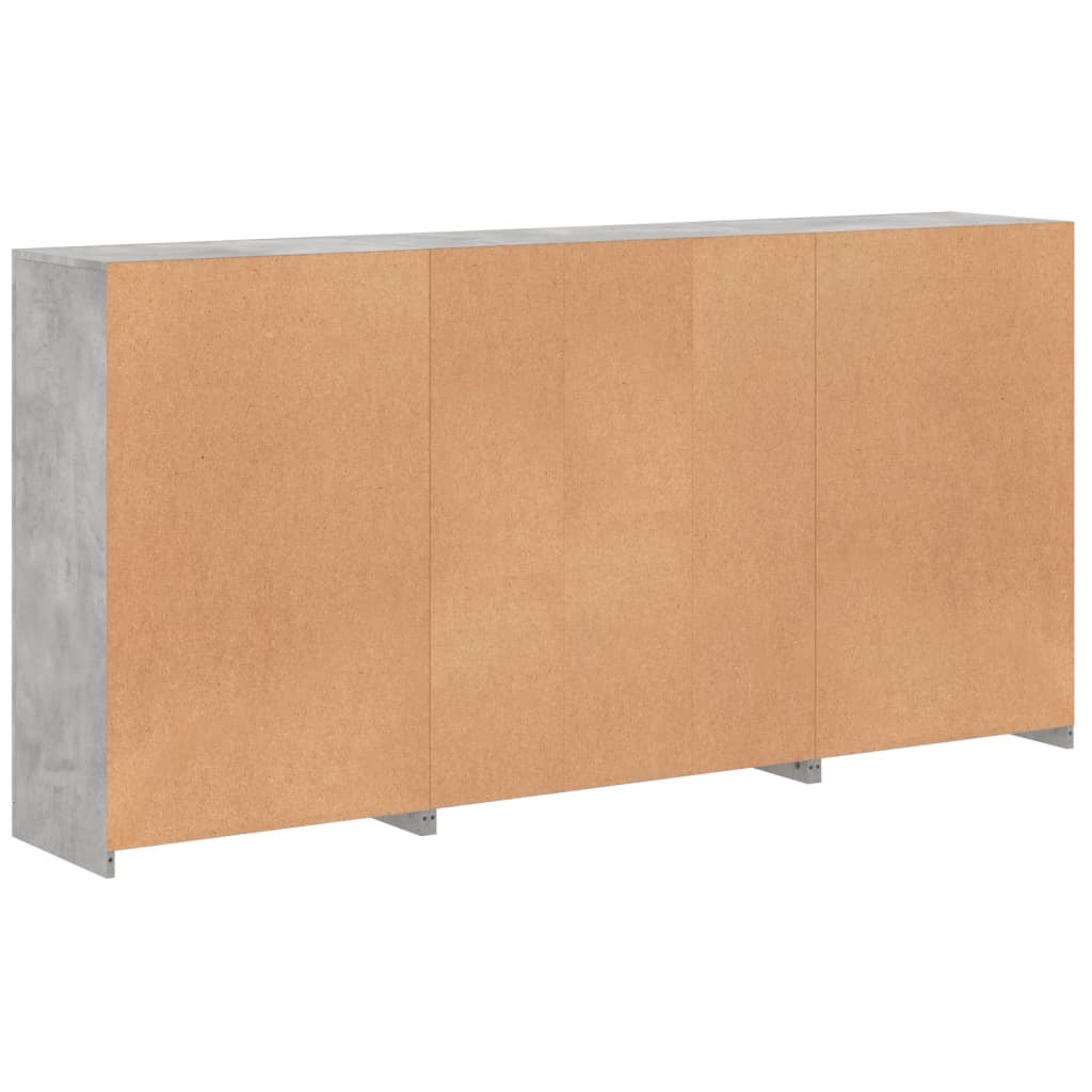 vidaXL Sideboard with LED Lights Concrete Grey 202x37x100 cm