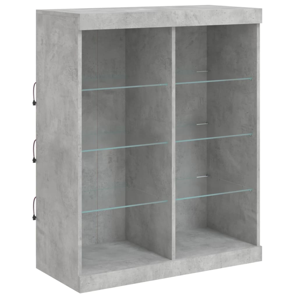 vidaXL Sideboard with LED Lights Concrete Grey 202x37x100 cm