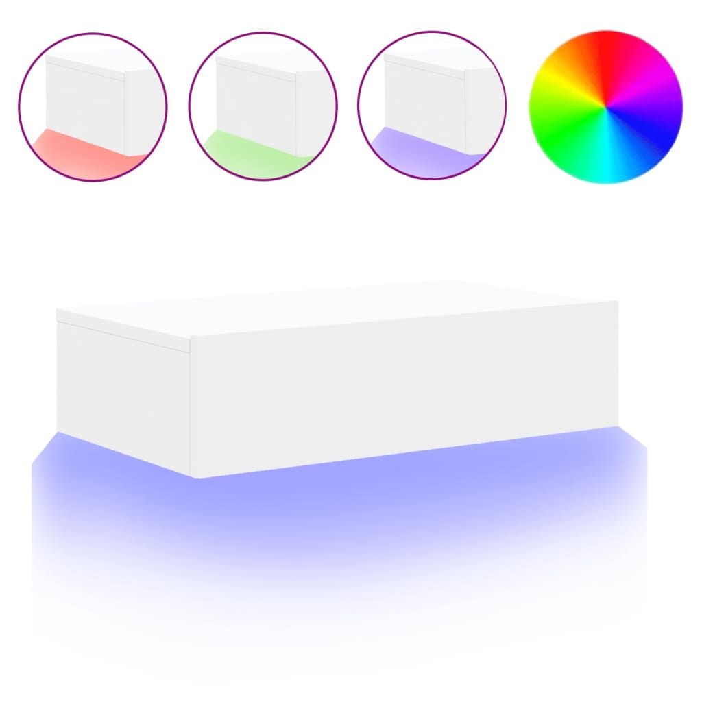 TV Cabinet with LED Lights White 60x35x15,5 cm