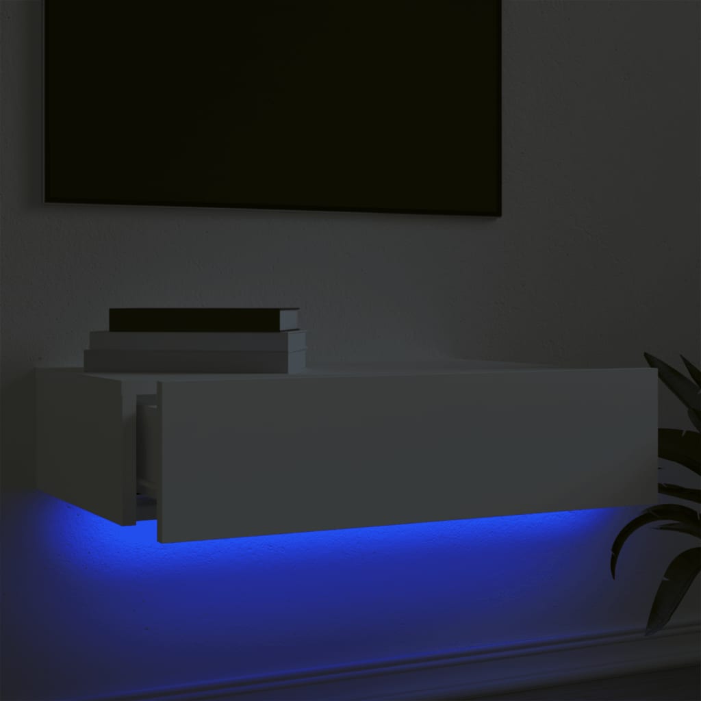 TV Cabinet with LED Lights White 60x35x15,5 cm