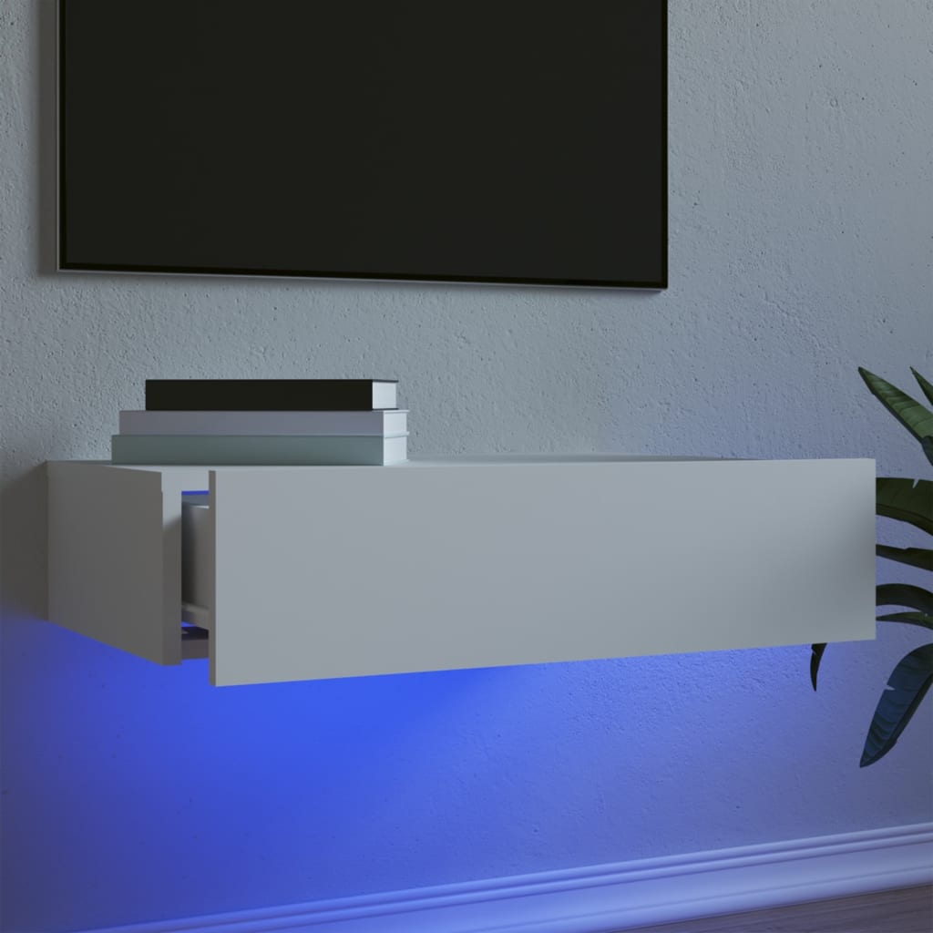 TV Cabinet with LED Lights White 60x35x15,5 cm