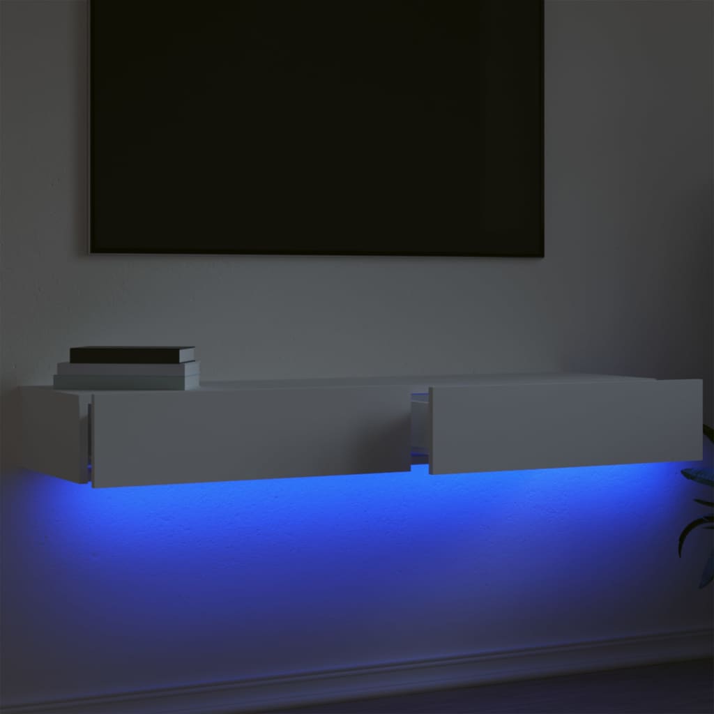 2 Piece TV Cabinet Set with LED Lights White 60x35x15,5 cm