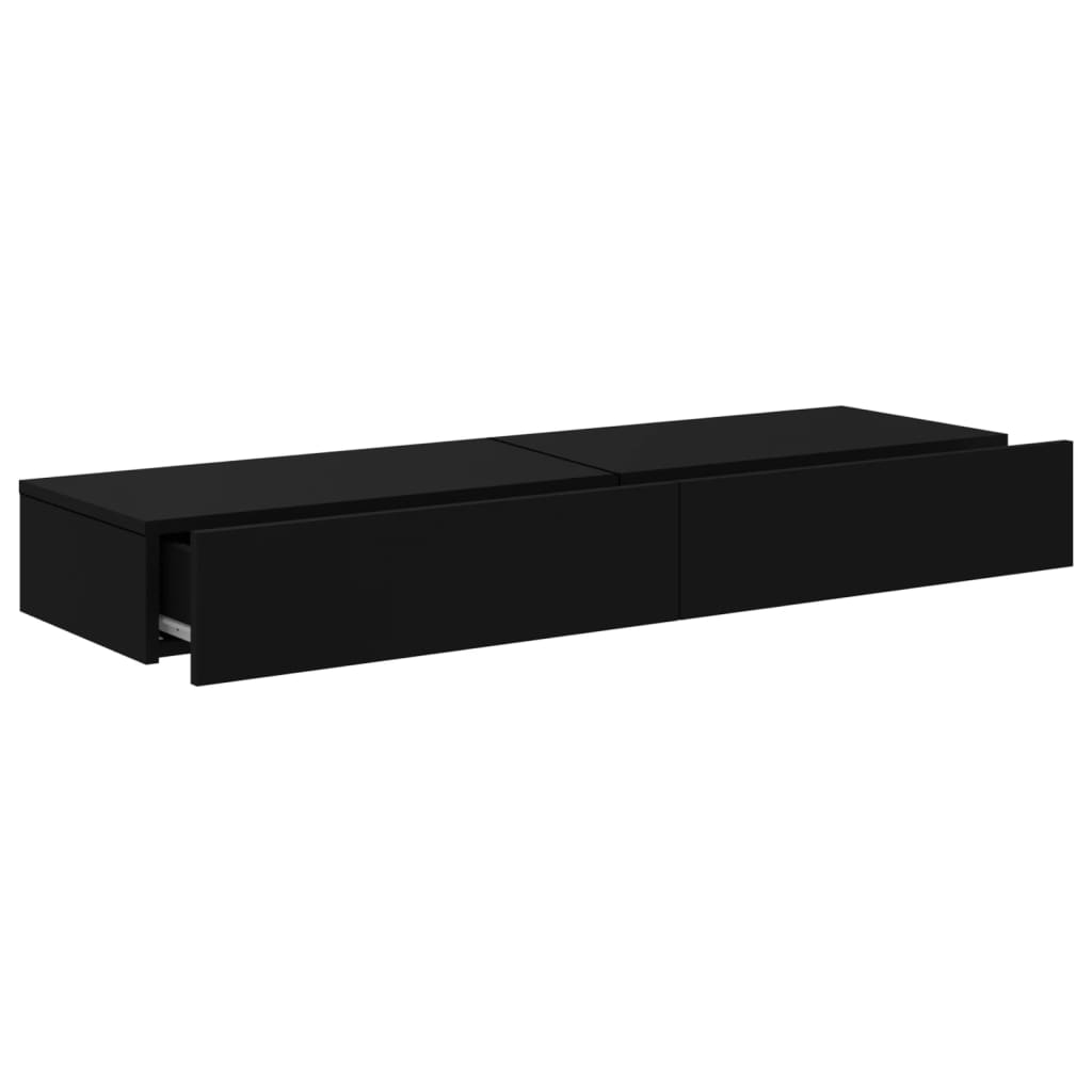 vidaXL TV Cabinets with LED Lights 2 pcs Black 60x35x15.5 cm