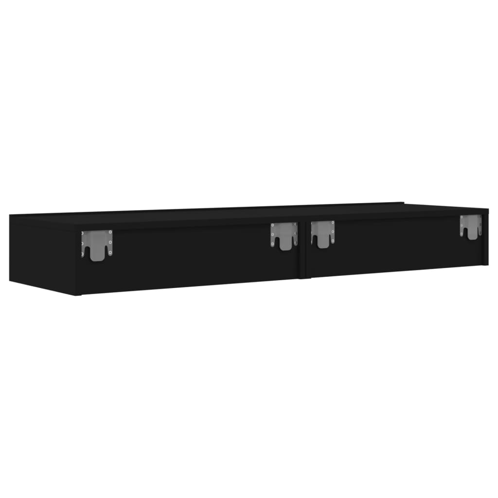 vidaXL TV Cabinets with LED Lights 2 pcs Black 60x35x15.5 cm