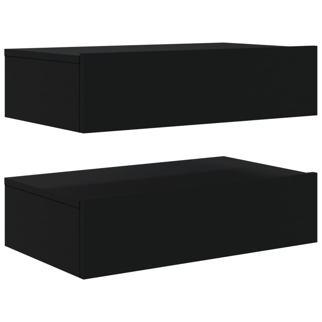 vidaXL TV Cabinets with LED Lights 2 pcs Black 60x35x15.5 cm