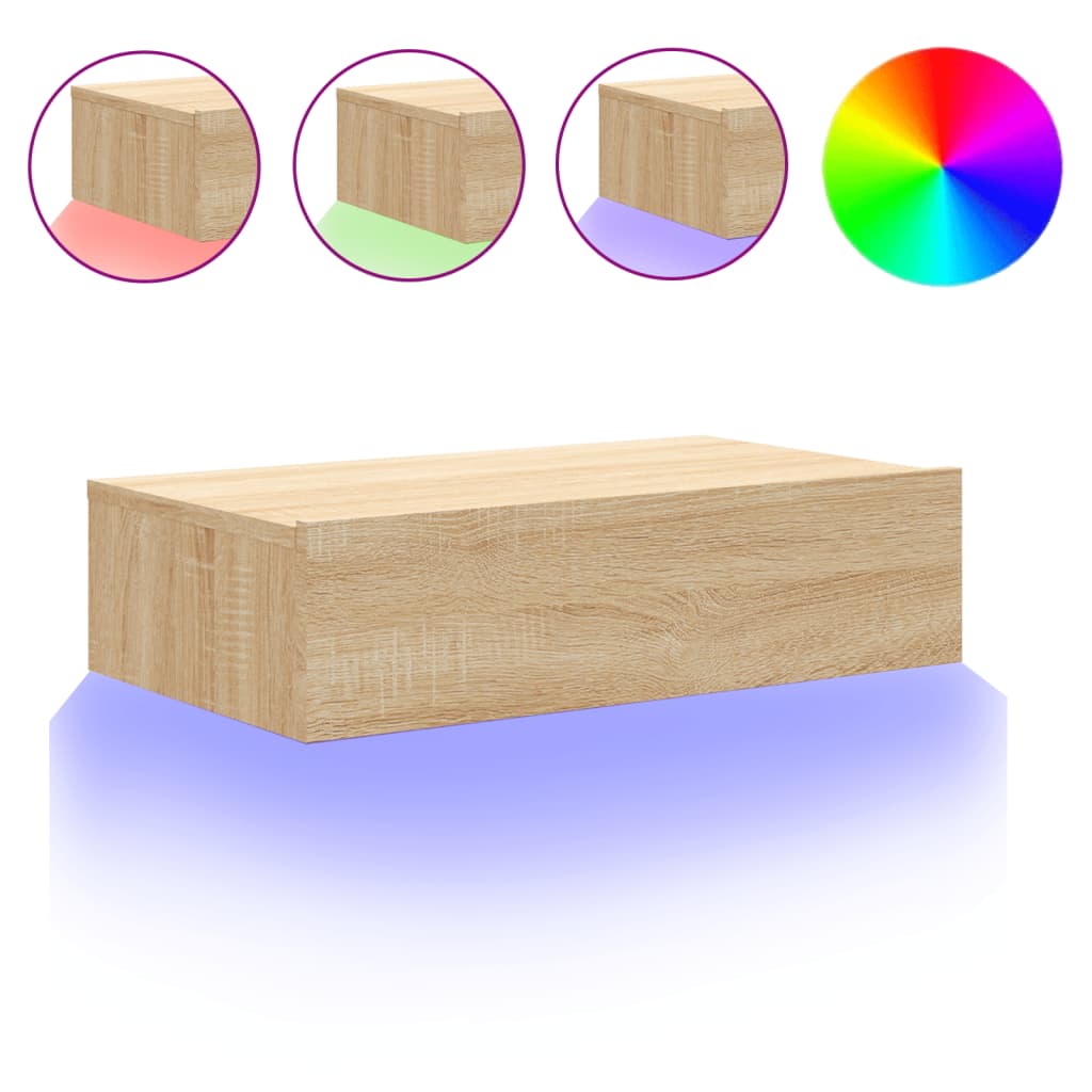 TV Cabinet with LED Lights Sonoma Oak 60x35x15,5 cm
