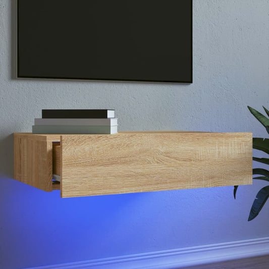 vidaXL TV Cabinet with LED Lights Sonoma Oak 60x35x15.5 cm