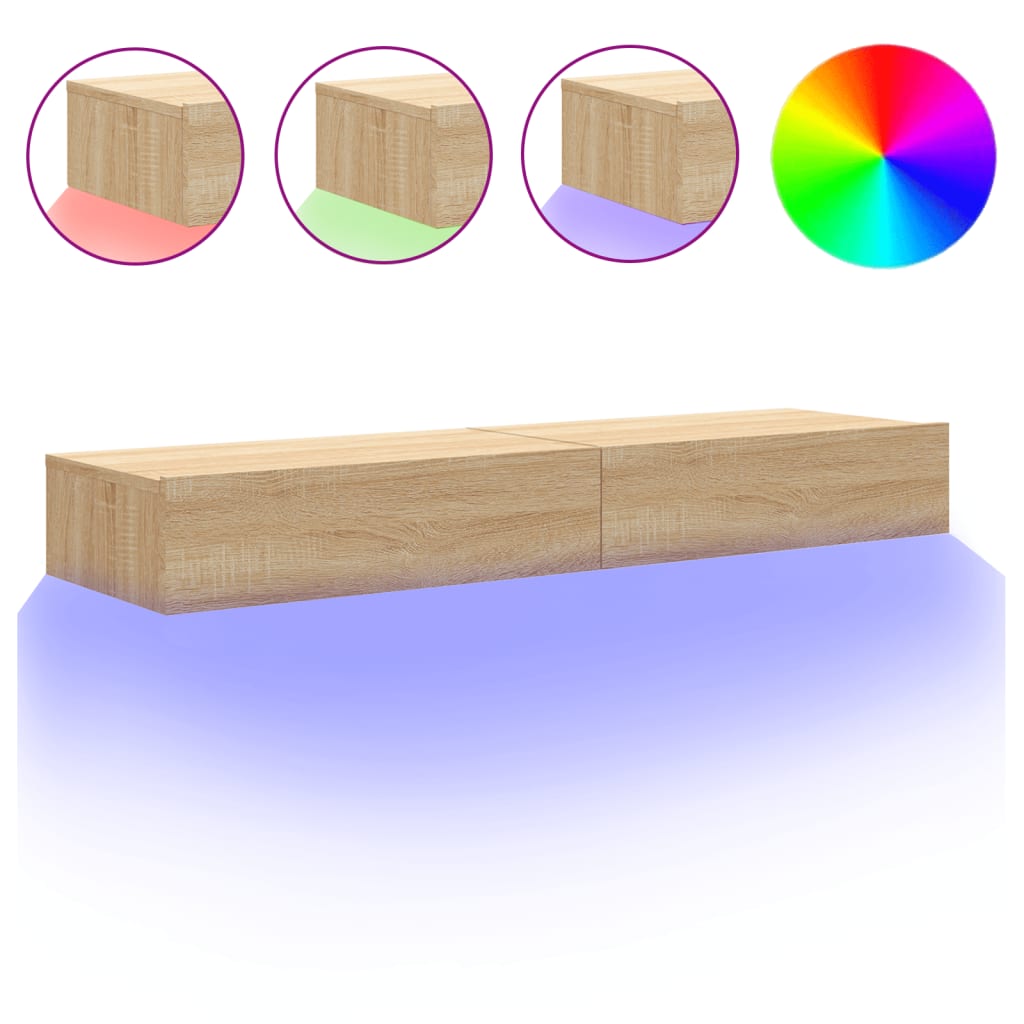 2 Piece TV Cabinet Set with LED Lights Sonoma Oak 60x35x15,5 cm