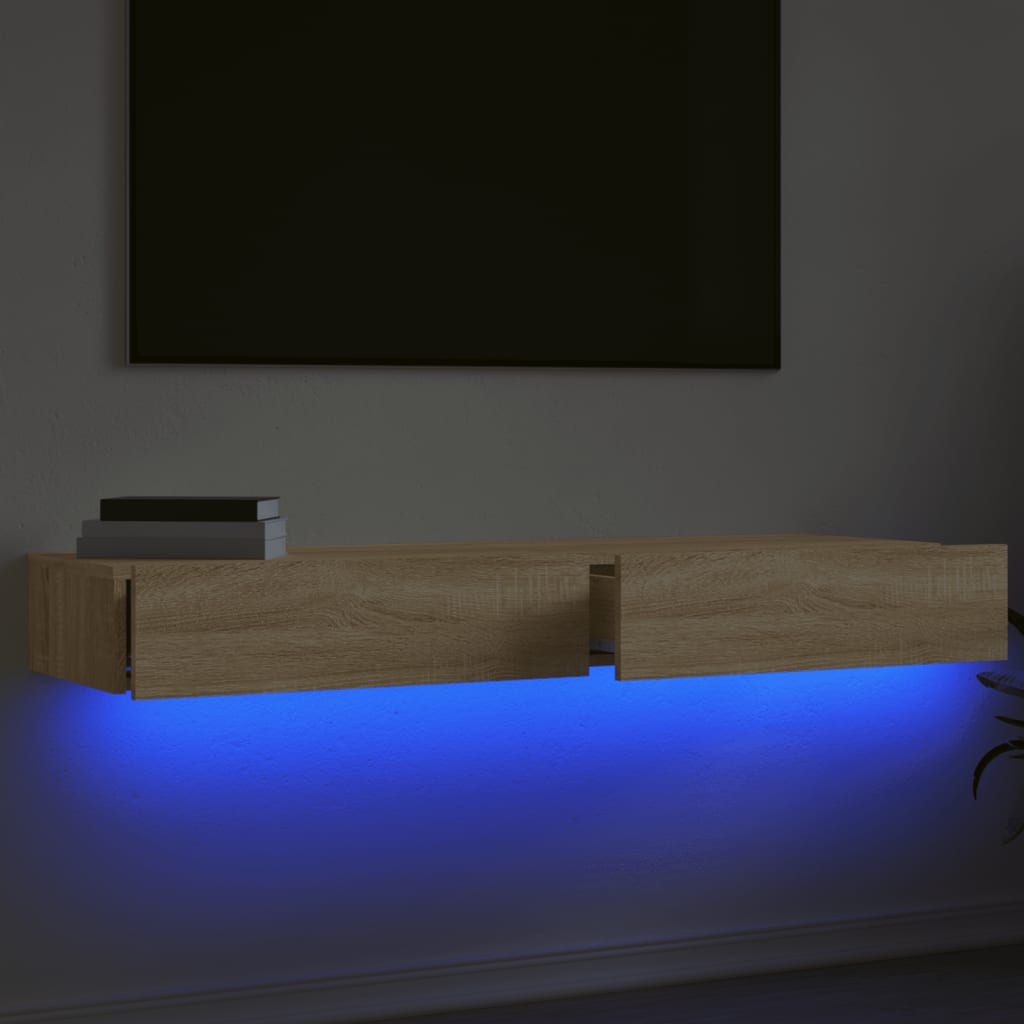 2 Piece TV Cabinet Set with LED Lights Sonoma Oak 60x35x15,5 cm