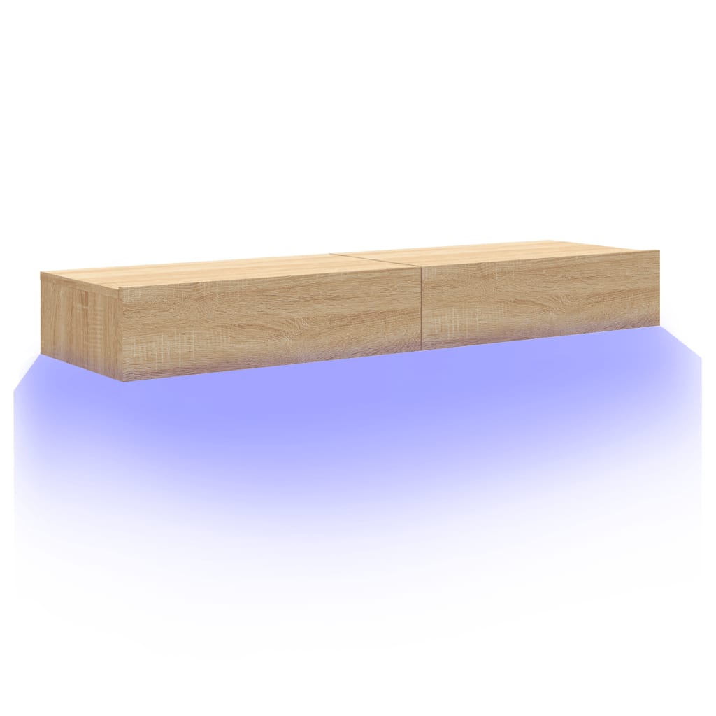2 Piece TV Cabinet Set with LED Lights Sonoma Oak 60x35x15,5 cm