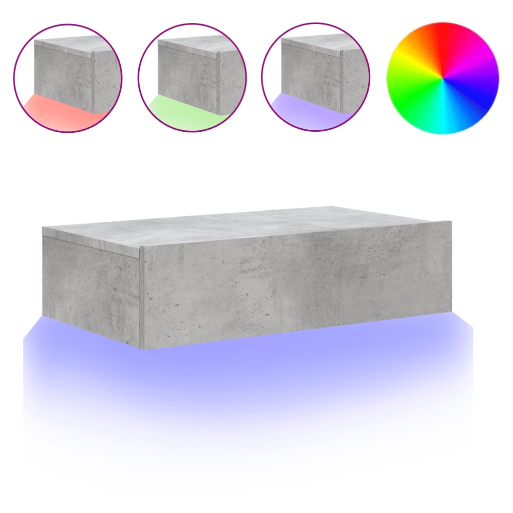 TV Cabinet with LED Lights Concrete Grey 60x35x15,5 cm
