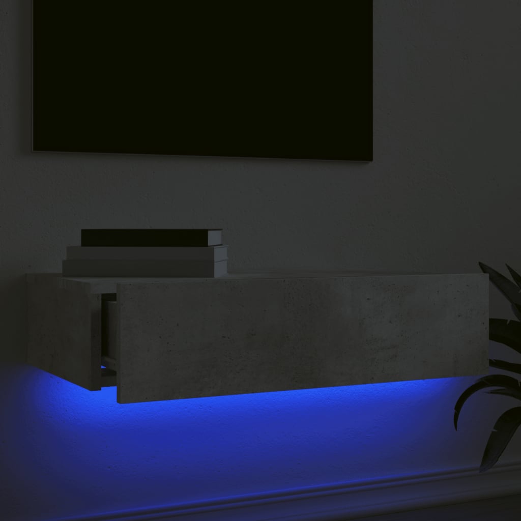 TV Cabinet with LED Lights Concrete Grey 60x35x15,5 cm