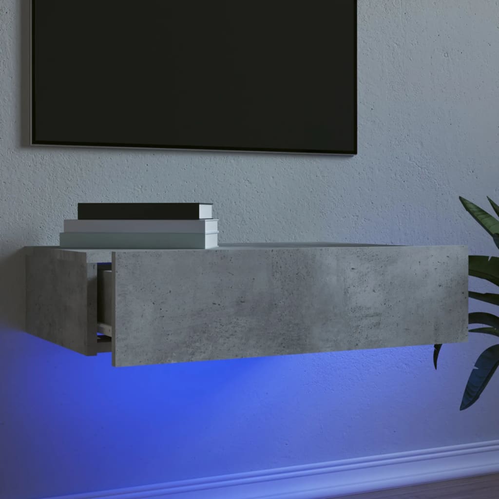 TV Cabinet with LED Lights Concrete Grey 60x35x15,5 cm
