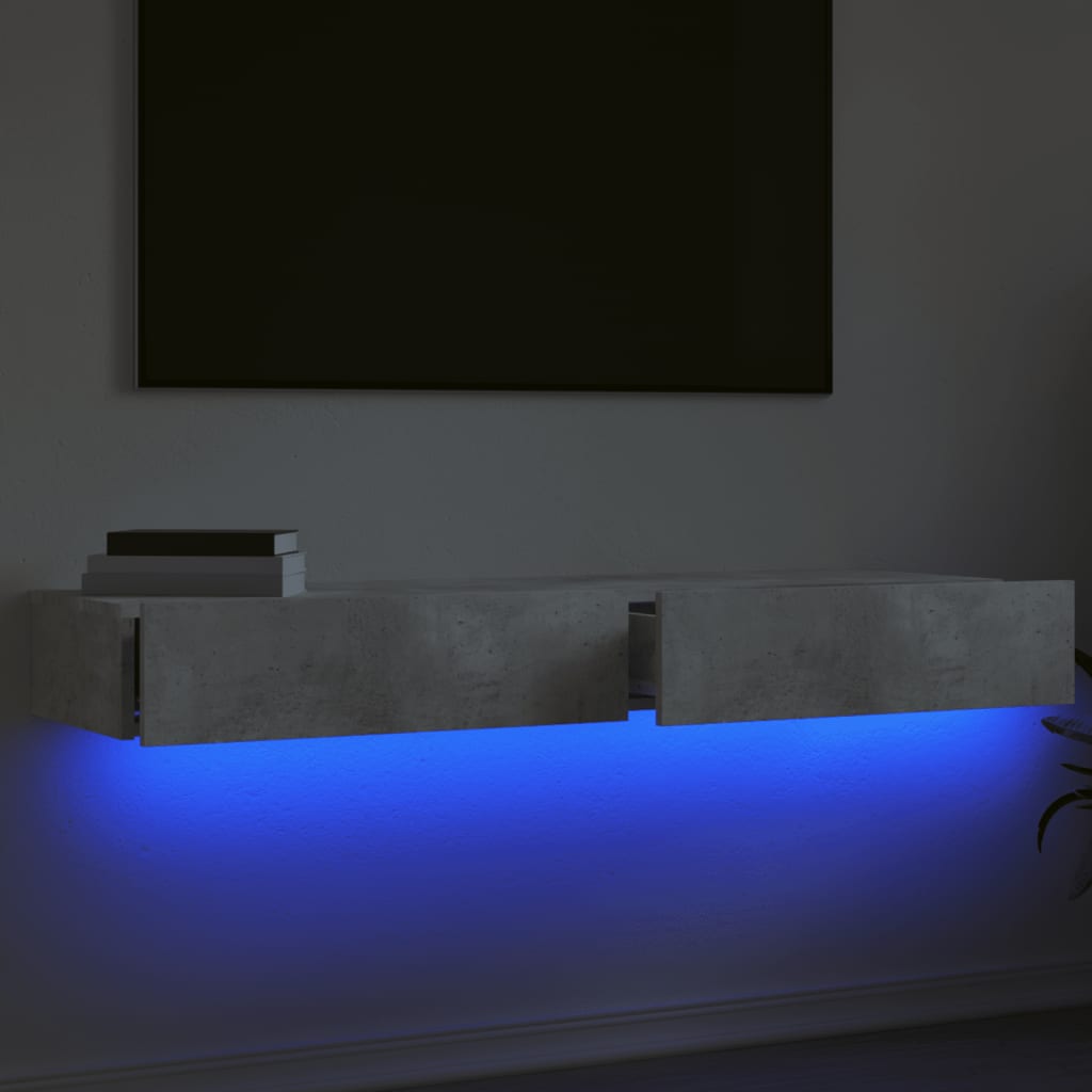 2 Piece TV Cabinet Set with LED Lights Concrete Grey 60x35x15,5 cm