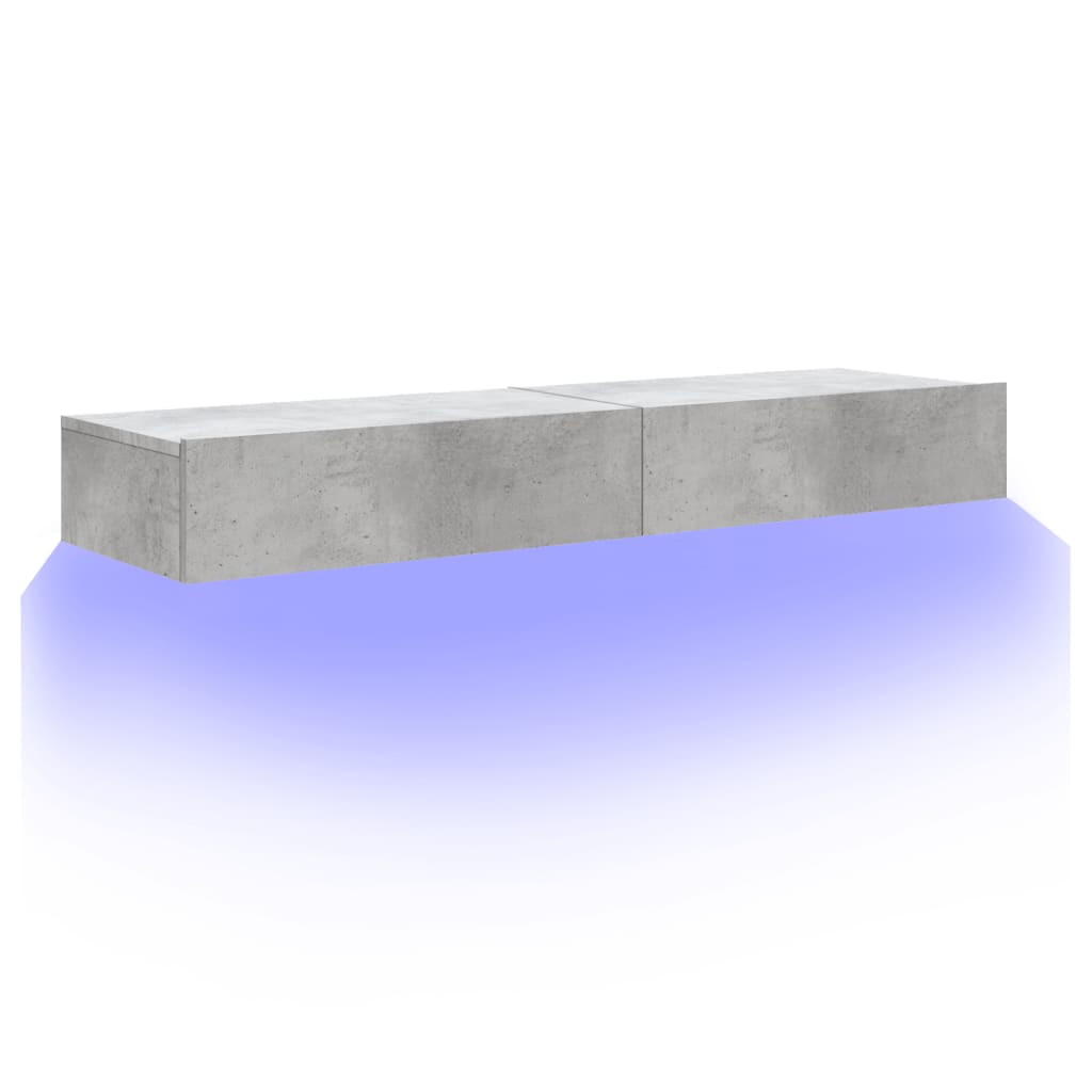 2 Piece TV Cabinet Set with LED Lights Concrete Grey 60x35x15,5 cm