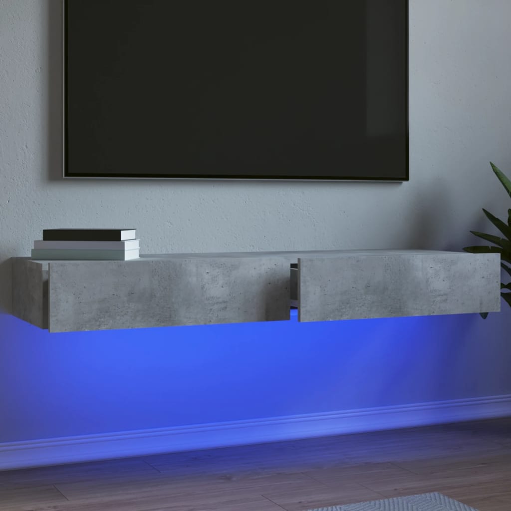 2 Piece TV Cabinet Set with LED Lights Concrete Grey 60x35x15,5 cm