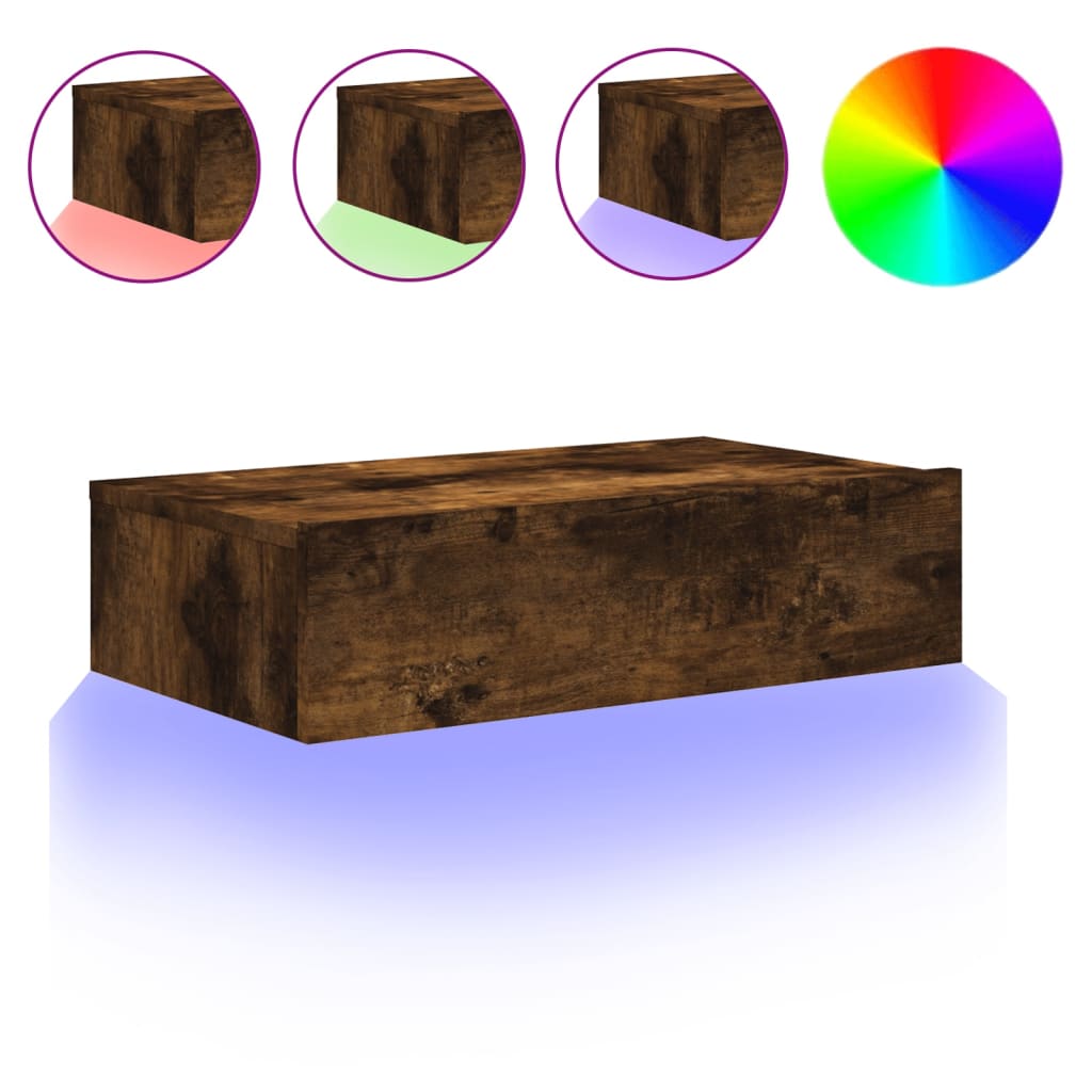 TV Cabinet with LED Lights Smoked Oak 60x35x15,5 cm