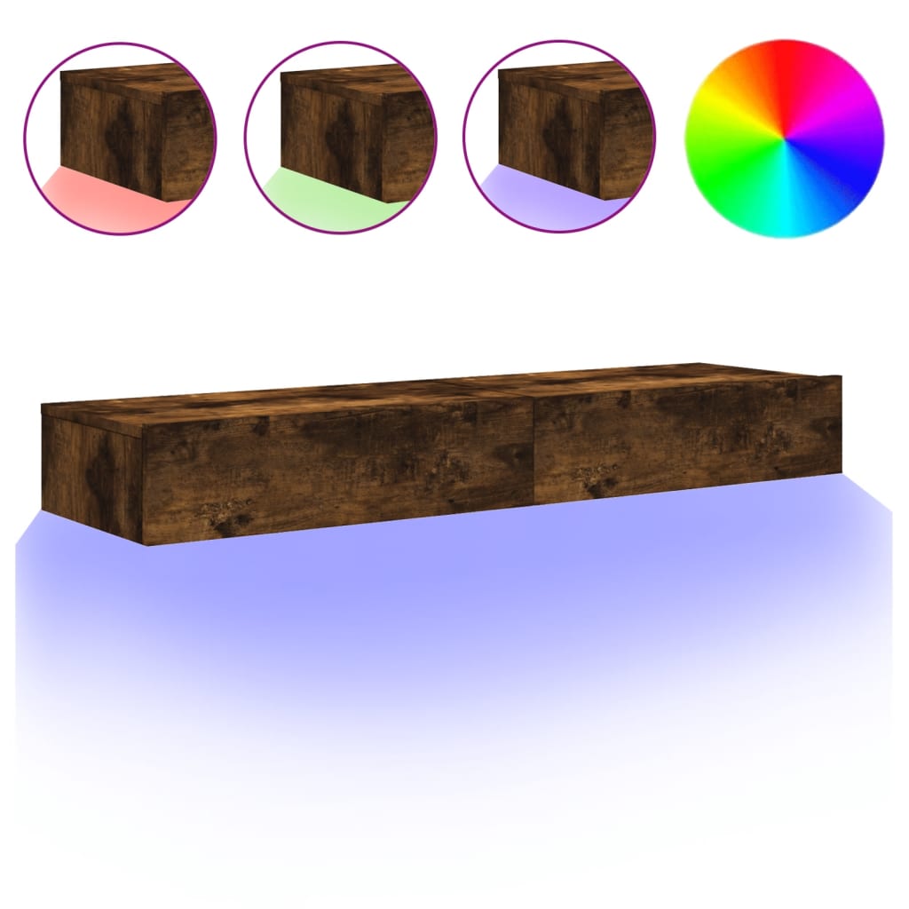 2 Piece TV Cabinet Set with LED Lights Smoked Oak 60x35x15,5 cm