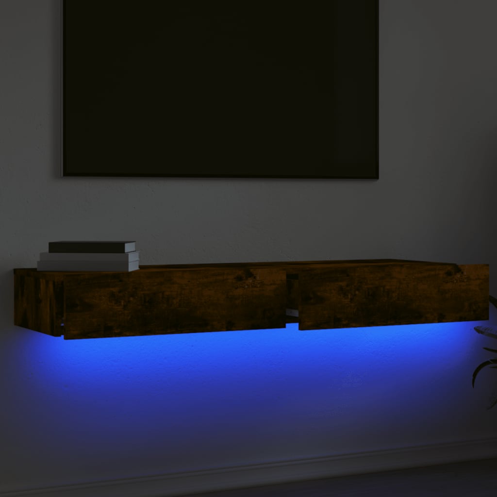 2 Piece TV Cabinet Set with LED Lights Smoked Oak 60x35x15,5 cm