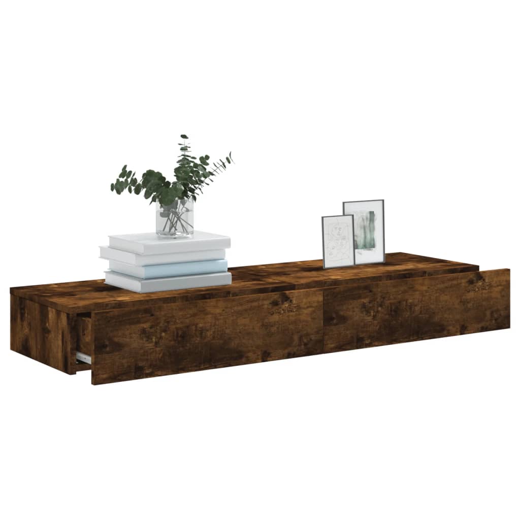 2 Piece TV Cabinet Set with LED Lights Smoked Oak 60x35x15,5 cm