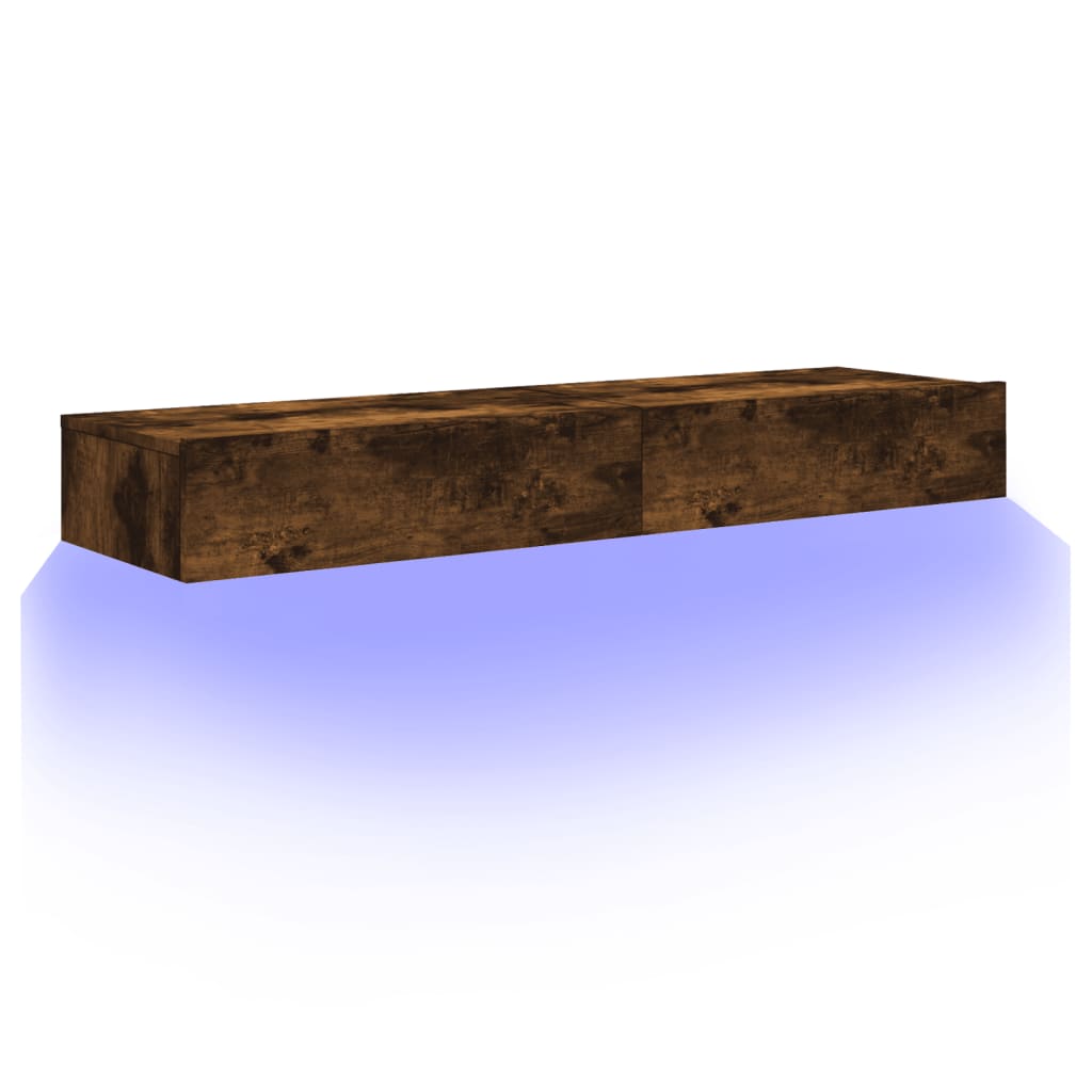 2 Piece TV Cabinet Set with LED Lights Smoked Oak 60x35x15,5 cm