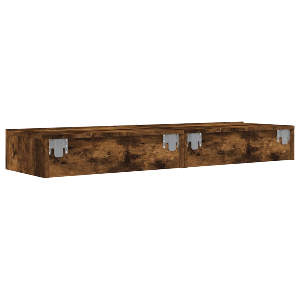 2 Piece TV Cabinet Set with LED Lights Smoked Oak 60x35x15,5 cm