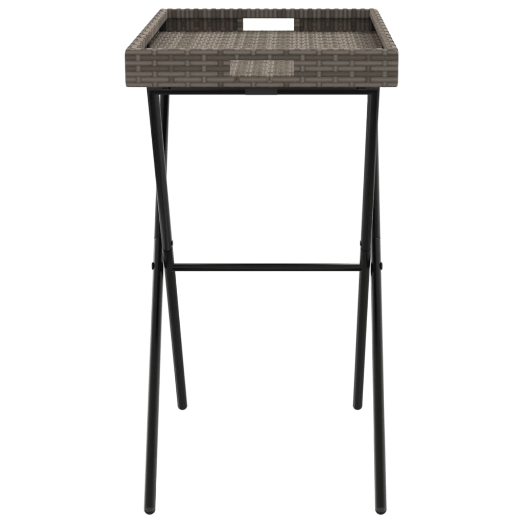 Folding Tray Table Grey 65x40x75 cm Poly Rattan