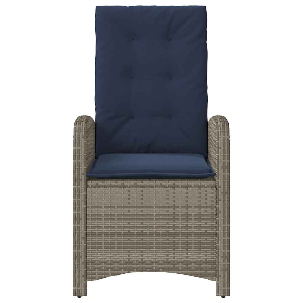 Reclining Garden Chairs 2 pcs with Cushions Grey Poly Rattan (US only)