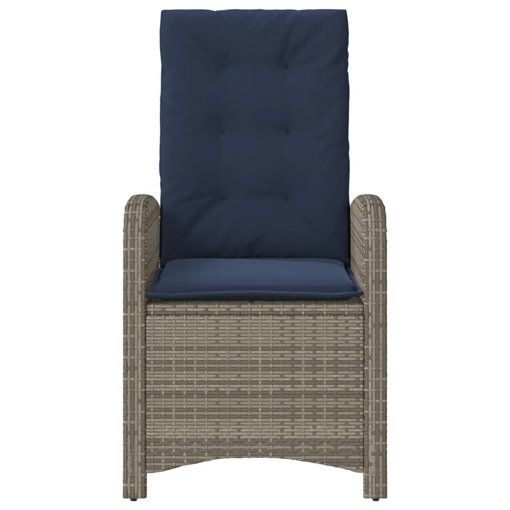 3 Piece Bistro Set with Cushions Grey Poly Rattan (US only)