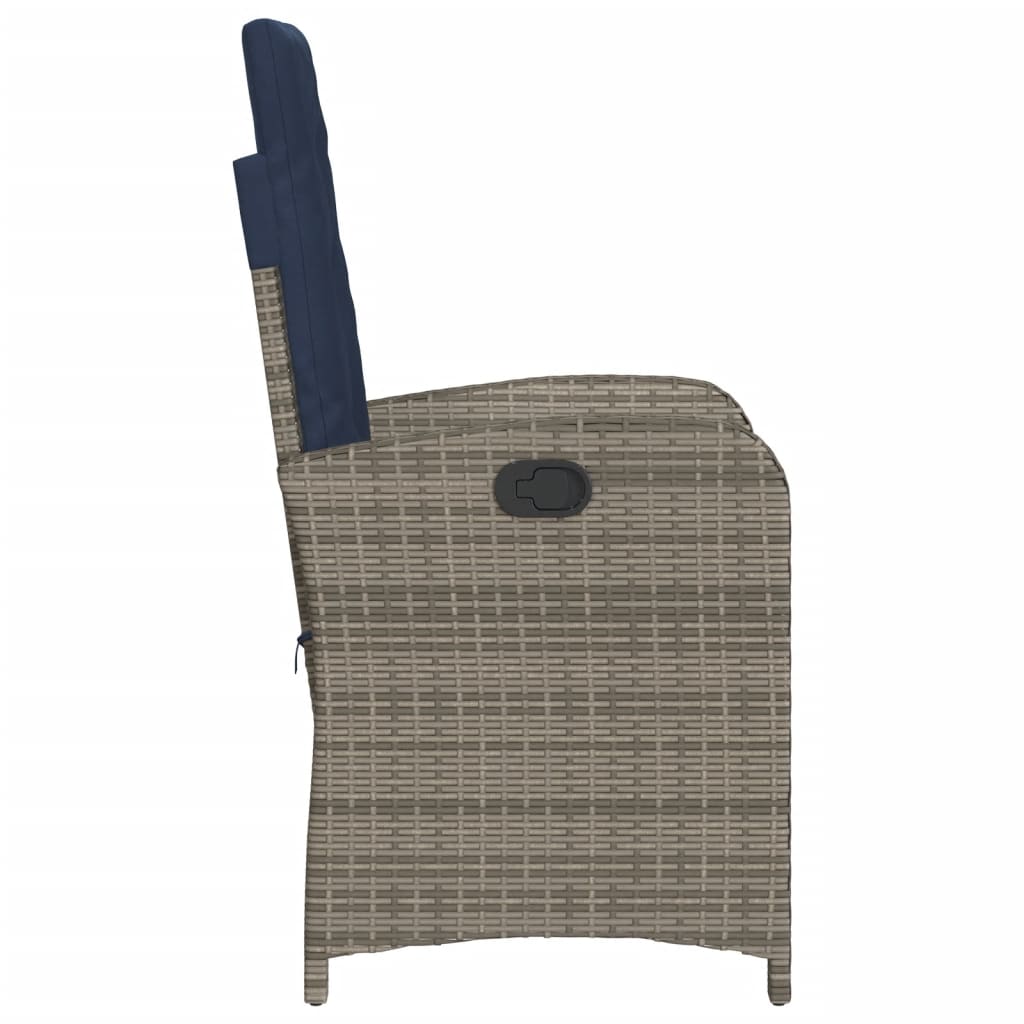 3 Piece Bistro Set with Cushions Grey Poly Rattan (US only)