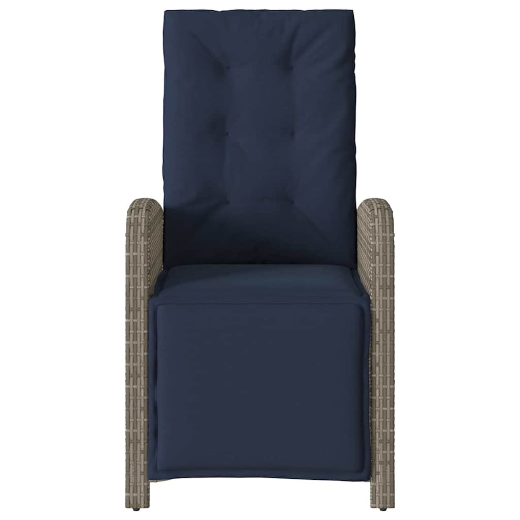 Reclining Garden Chair with Footrest Grey Poly Rattan (US only)