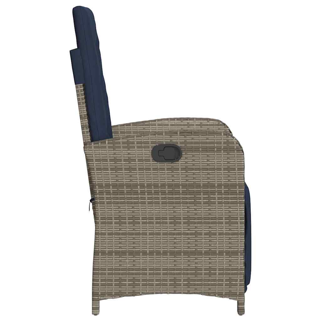 Reclining Garden Chairs 2 pcs with Footrest Grey Poly Rattan (US only)