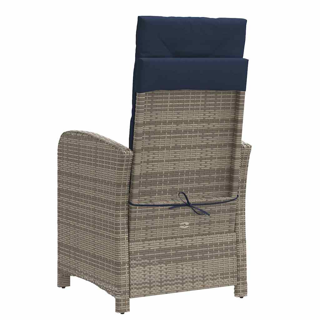 Reclining Garden Chairs 2 pcs with Footrest Grey Poly Rattan (US only)