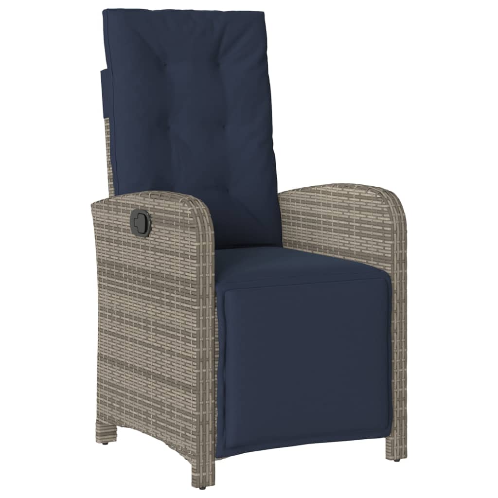 3 Piece Bistro Set with Cushions Grey Poly Rattan (US only)