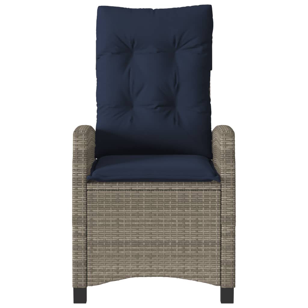 Reclining Garden Chairs 2 pcs with Cushions Grey Poly Rattan (US only)