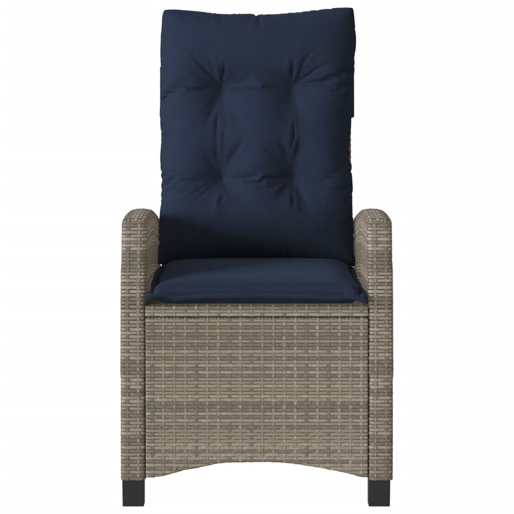 3 Piece Bistro Set with Cushions Grey Poly Rattan (US only)