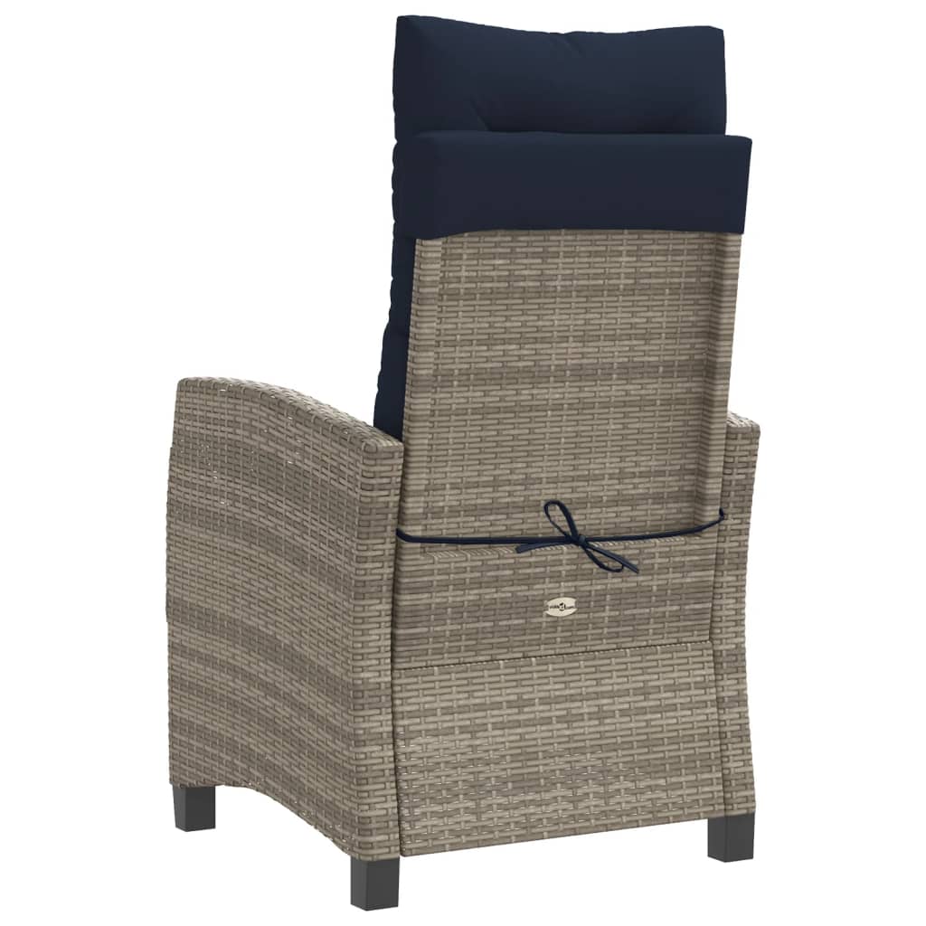 3 Piece Bistro Set with Cushions Grey Poly Rattan (US only)