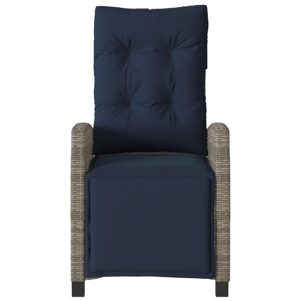 Reclining Garden Chairs 2 pcs with Footrest Grey Poly Rattan (US only)